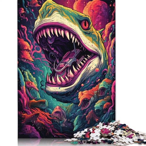 für Erwachsene, 1000-teiliges Space Sharks-Puzzle für Erwachsene, Holzpuzzle, tolles Geschenk für Erwachsene, 75 x 50 cm von LiJianXXS