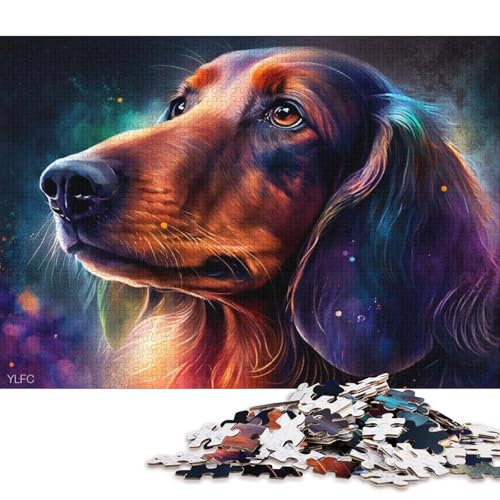 für Erwachsene 1000-teiliges Puzzle, buntes Dackel-Puzzle, Holzpuzzle, Heimdekorations-Puzzle-Spielzeug (Größe 75 * 50 cm) von LiJianXXS