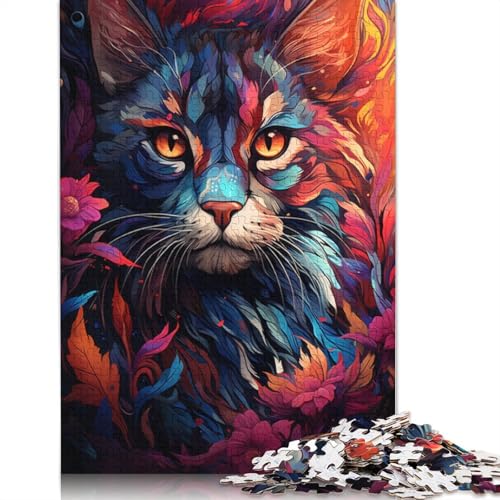 für Erwachsene 1000-teiliges Puzzle Getigerte Katze im Dschungel, Puzzle für Erwachsene, Holzpuzzle, Lernspiele für Erwachsene und Kinder, 75 x 50 cm von LiJianXXS