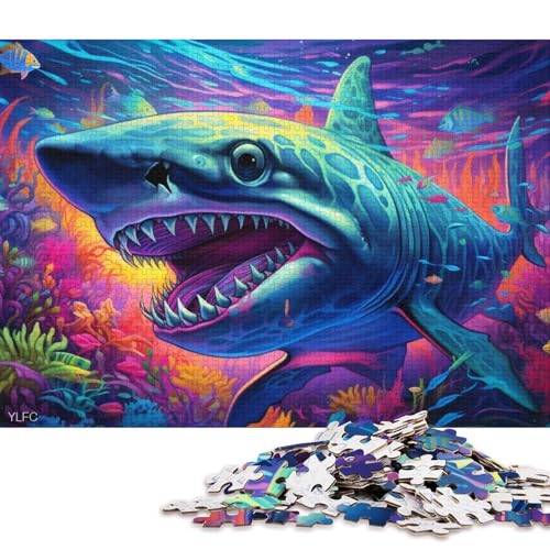 für Erwachsene 1000-teiliges Puzzle Tierkunst Hai Puzzles für Karton Puzzles Heimdekoration Puzzle Spielzeug (Größe 38 * 26 cm) von LiJianXXS