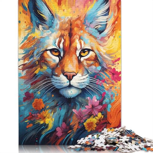 für Erwachsene Puzzle Bobcats farbenfrohes psychedelisches 1000-teiliges Puzzle Papppuzzle für Erwachsene und Kinder ab 12 Jahren Tolles Geschenk für Erwachsene und Kinder 38 x 26 cm von LiJianXXS