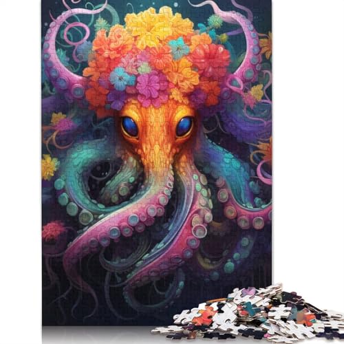 für Erwachsene Puzzle Bunter Oktopus 1000-teiliges Puzzle aus Karton Geeignet für Kinder ab 12 Jahren Lernspiel für Erwachsene und Kinder Größe: 38 x 26 cm von LiJianXXS