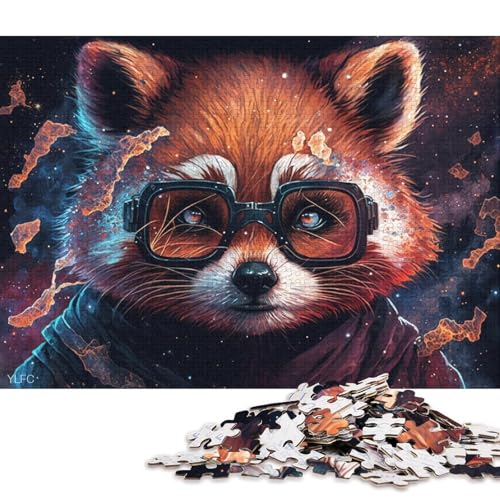 für Erwachsene Puzzle Roter Panda mit Brille Puzzle für Erwachsene, 1000 Teile, Holzpuzzle für Erwachsene und Kinder ab 12 Jahren, für Familienspaß (Größe 75 * 50 cm) von LiJianXXS