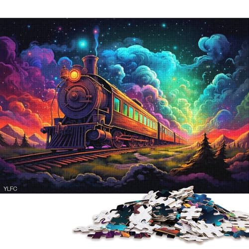 für Erwachsene Puzzle Zug im Weltraum Puzzle für Erwachsene 1000-teiliges Holzpuzzle für Erwachsene und Kinder ab 12 Jahren, Heimkunstdekor 75x50cm/1000 Teile von LiJianXXS