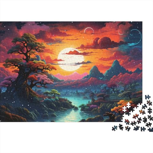 1000-teiliges Holzbrett-Puzzle, Fantasie-japanische Landschaft, Puzzle für Erwachsene, Holzpuzzle, Lernspiel, 50 x 75 cm von LiJianXXXB