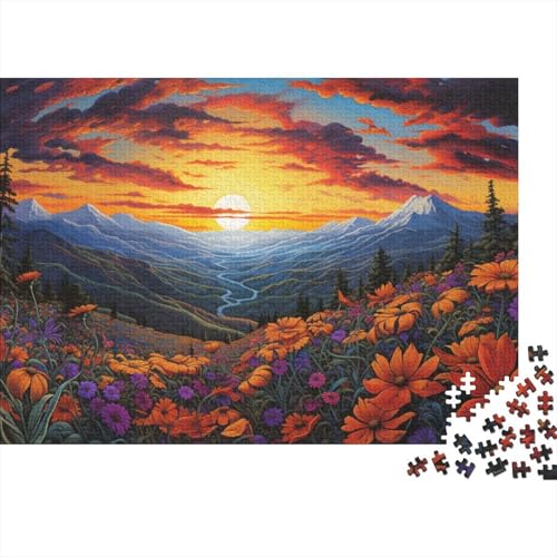 1000-teiliges Holzpuzzle Wildblumen bei Sonnenuntergang, Puzzle für Erwachsene, Holzpuzzle, Lernspiel, 50 x 75 cm von LiJianXXXB