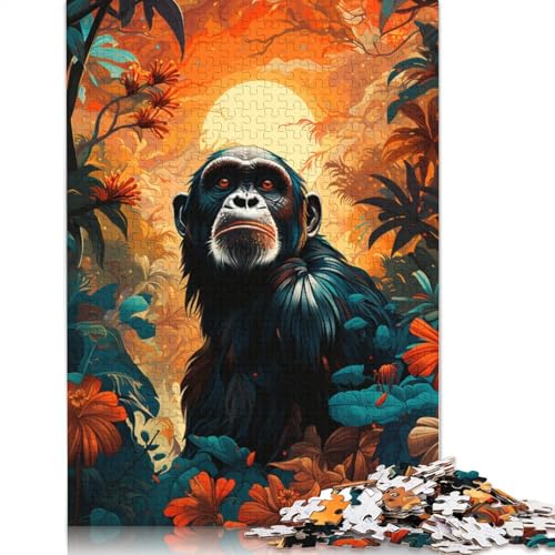 1000-teiliges Puzzle, AFFE im bunten Dschungel, Zhongli-Puzzle für Erwachsene, Kartonpuzzle, Lernspiel, Herausforderungsspielzeug, 38 x 26 cm von LiJianXXXB