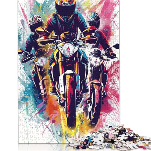 1000-teiliges Puzzle, Aquarell-Motorrad-Puzzle für Erwachsene, Kartonpuzzle, dekomprimierendes geistiges Lernspielzeug, 38 x 26 cm von LiJianXXXB