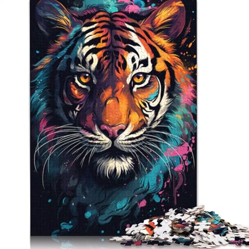 1000-teiliges Puzzle, Aquarellmalerei, Tiger, Puzzle für Erwachsene, Holzpuzzle, Lernspiele, Heimdekoration, Puzzlegröße: 75 x 50 cm von LiJianXXXB