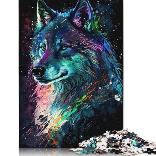 1000-teiliges Puzzle, Cosmic Wolf Graffiti-Puzzle für Erwachsene, Kartonpuzzle, Lernspiel, Herausforderungsspielzeug, 38 x 26 cm von LiJianXXXB