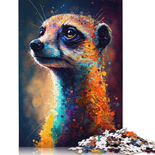 1000-teiliges Puzzle, Erdmännchen-Graffiti-Puzzle für Erwachsene, Holzpuzzle, Lernspiel, Herausforderungsspielzeug, 75 x 50 cm von LiJianXXXB