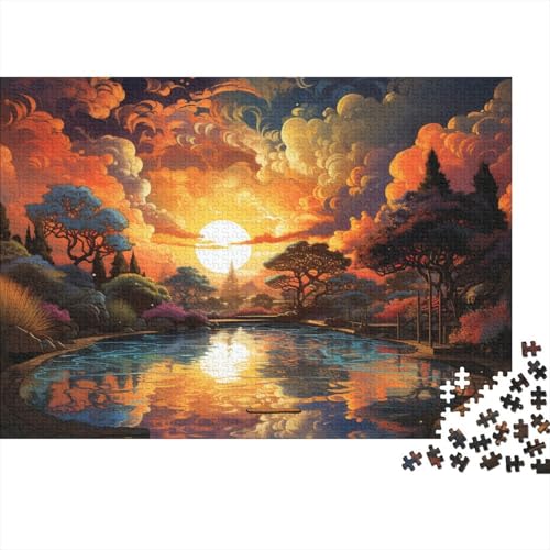 1000-teiliges Puzzle, Fantasie-Sonnenuntergangslandschaft, Puzzles für Erwachsene, Holzpuzzle, Lernspielzeug, Familienspiele, 50 x 75 cm von LiJianXXXB