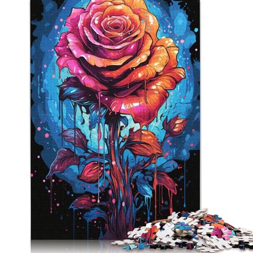 1000-teiliges Puzzle, Farbige Fantasie-Rose, Puzzles für Karton, Lernspielzeug, Größe 38 x 26 cm von LiJianXXXB