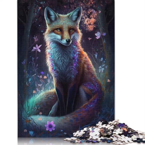 1000-teiliges Puzzle, Fuchs, Blume, Galaxie, Puzzle für Erwachsene, Holzpuzzle, tolle Geschenke für Weihnachten, Größe: 75 x 50 cm von LiJianXXXB