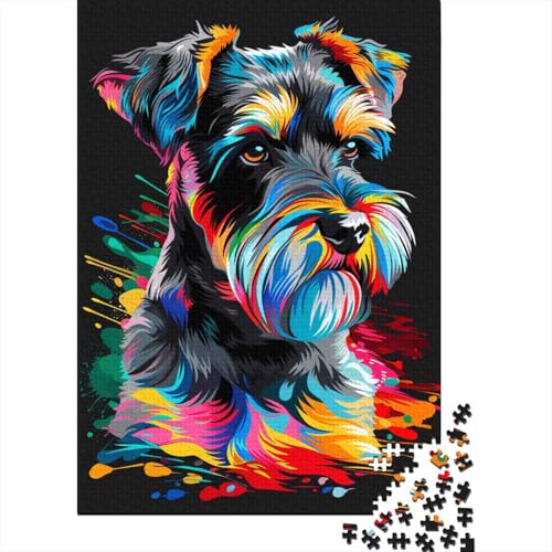 1000-teiliges Puzzle, Hundepuzzle mit Standardschnauzer, Puzzle für Erwachsene, Holzpuzzle, Lernspiele für Erwachsene und Kinder (Größe 75 x 50 cm) von LiJianXXXB