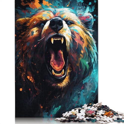 1000-teiliges Puzzle, Malerei, Bunte Bärenkunst, Puzzle für Erwachsene, Kartonpuzzle, Lernspiele, Heimdekoration, Puzzlegröße 38 x 26 cm von LiJianXXXB