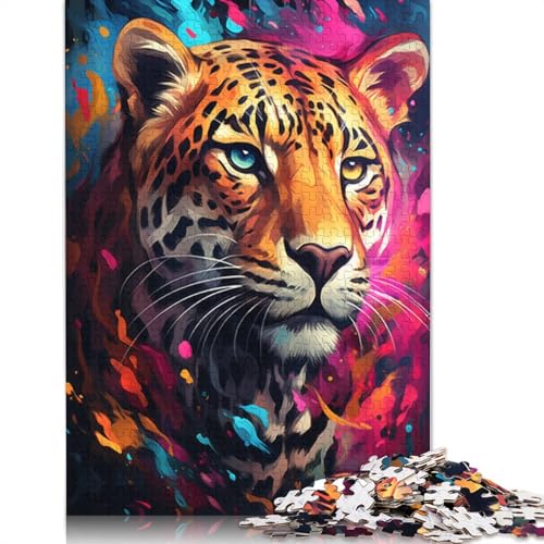 1000-teiliges Puzzle, Malerei, Bunte Leoparden-Puzzles für Erwachsene und Kinder, Holzpuzzle, pädagogisches Spielzeug zum Stressabbau, Puzzlegröße 75 x 50 cm von LiJianXXXB