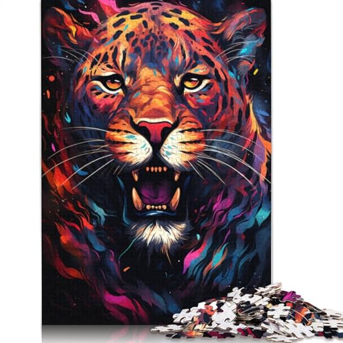 1000-teiliges Puzzle, Malerei, Kunst, Leoparden-Puzzle für Kinder, Karton-Puzzle, Lernspiele für Erwachsene und Kinder, Größe 38 x 26 cm von LiJianXXXB