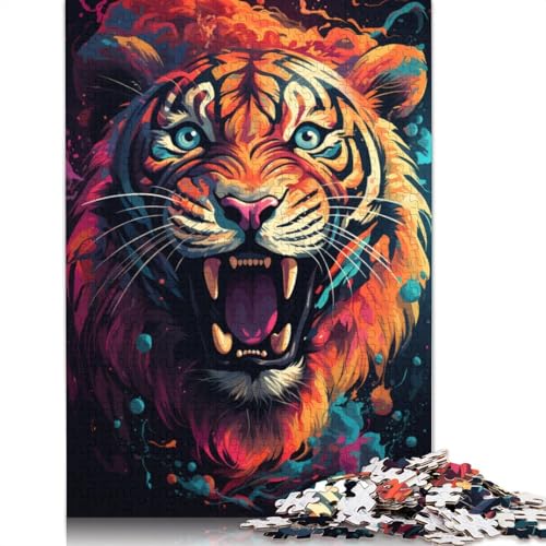 1000-teiliges Puzzle, Malerei, Kunst, Tiger-Puzzle für Erwachsene, Holzpuzzle, tolle Geschenke für Weihnachten, Größe 75 x 50 cm von LiJianXXXB