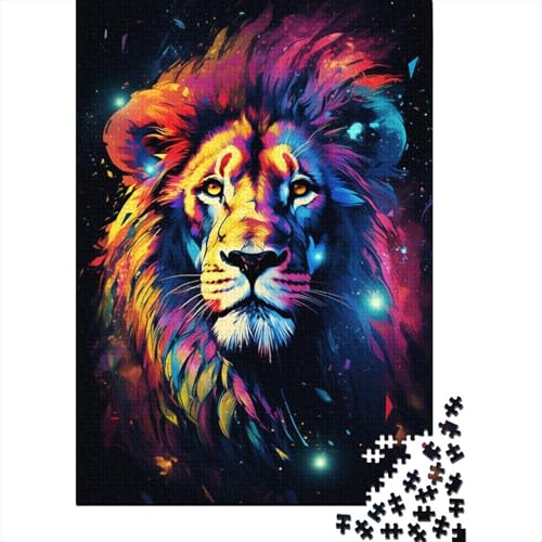 1000-teiliges Puzzle, Neon-Löwe, Puzzle für Erwachsene, Holzpuzzle, Puzzle für Erwachsene, Geschenke (Größe 75 x 50 cm) von LiJianXXXB