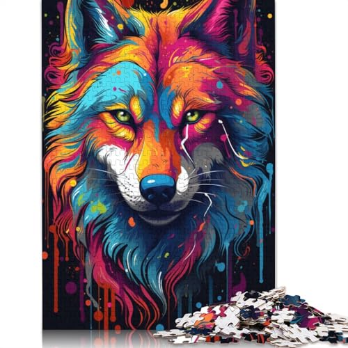 1000-teiliges Puzzle, Straßen-Puzzle, bunter Wolf, Puzzle für Erwachsene, Kartonpuzzle, Puzzles für Erwachsene, Lernspiel, Herausforderungsspielzeug, Größe 38 x 26 cm von LiJianXXXB