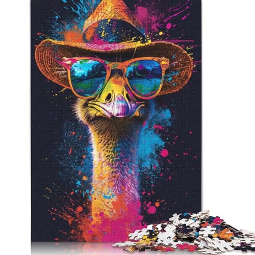 1000-teiliges Puzzle, Strauß mit Sonnenbrille, Puzzle für Erwachsene, Kartonpuzzle, Erwachsene und Kinder, 38 x 26 cm von LiJianXXXB