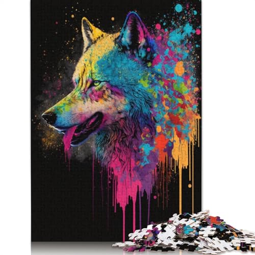 1000-teiliges Puzzle, Wolf, buntes Puzzle für Erwachsene, Kartonpuzzle, Puzzles für Kinder, Geschenke, 38 x 26 cm von LiJianXXXB