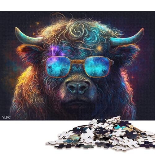 1000-teiliges Puzzle, Yak mit Brille, Puzzle für Erwachsene, Kartonpuzzle, Heimdekoration, 38 x 26 cm von LiJianXXXB