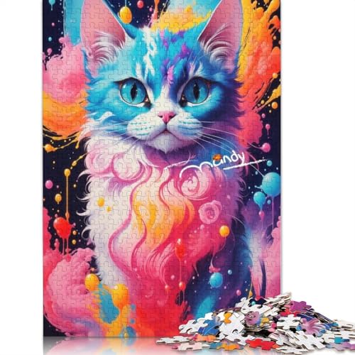 1000-teiliges Puzzle, buntes Katzenkunst-Puzzle für Kinder, Kartonpuzzle, Lernspiel für Erwachsene und Kinder, 38 x 26 cm von LiJianXXXB