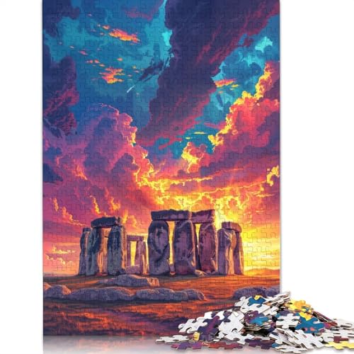 1000-teiliges Puzzle, buntes Stonehenge-Puzzle für Erwachsene, Kartonpuzzle, dekomprimierendes geistiges Lernspielzeug, 38 x 26 cm von LiJianXXXB