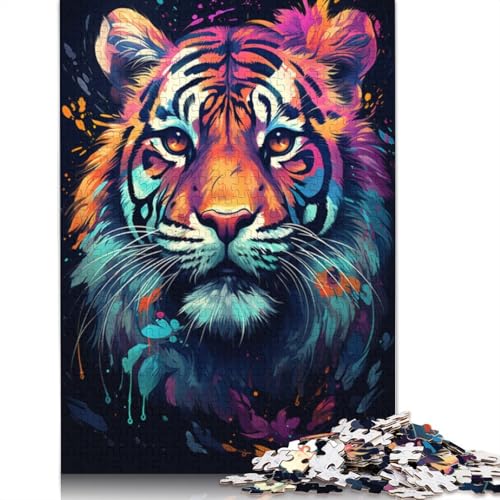 1000-teiliges Puzzle, farbenfrohes, süßes Tiger-Puzzle für Holzpuzzle, Lernspielzeug, Größe 75 x 50 cm von LiJianXXXB