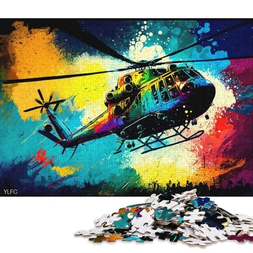 1000-teiliges Puzzle, farbenfrohes Hubschrauber-Puzzle für Erwachsene, Holzpuzzle, Lernspiel für Erwachsene und Kinder (Größe 75 * 50 cm) von LiJianXXXB