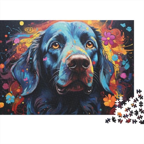 1000-teiliges Puzzle, farbenfrohes Kunst-Hunde-Puzzle für Erwachsene, Holzpuzzle, Lernspielzeug, Familienspiele, 50 x 75 cm von LiJianXXXB