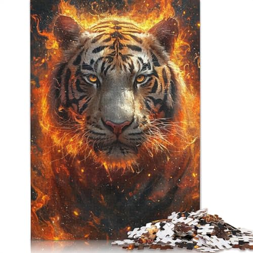 1000-teiliges Puzzle, farbenfrohes Kunst-Puzzle mit weißem Tiger, für Kinder, Kartonpuzzle, Lernspiel für Erwachsene und Kinder, 38 x 26 cm von LiJianXXXB