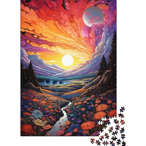 1000-teiliges Puzzle, farbenfrohes psychedelisches Fuchsgemälde, Puzzle für Erwachsene, Holzpuzzle, Lernspiel für Erwachsene und Kinder, 50 x 75 cm von LiJianXXXB