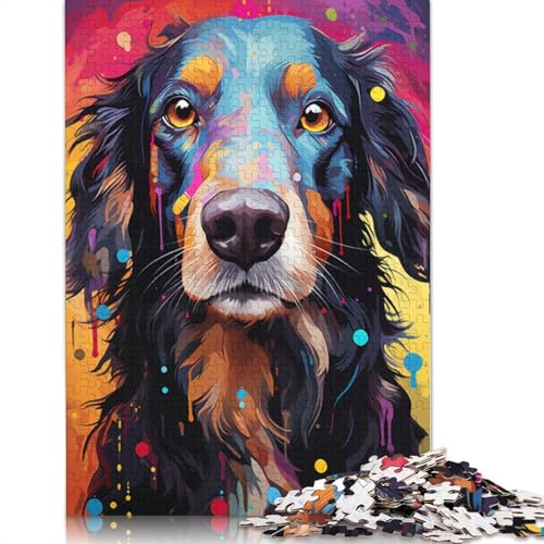 1000-teiliges Puzzle, farbenfrohes psychedelisches Gemälde eines Saluki-Hundes, Puzzles für Erwachsene und Kinder, Holzpuzzle, tolles Geschenk für Erwachsene, Größe 75 x 50 cm von LiJianXXXB