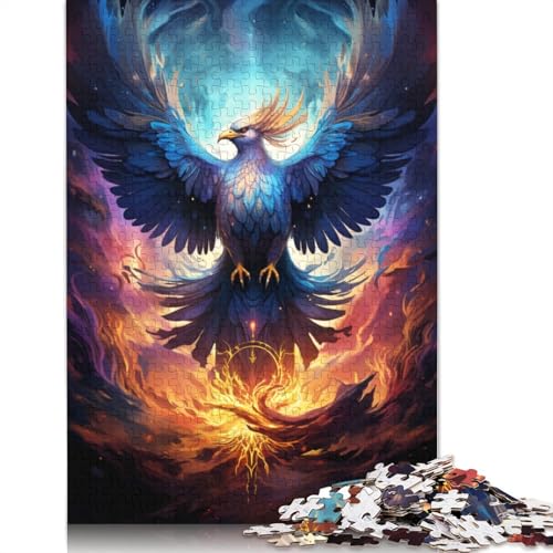 1000-teiliges Puzzle, farbenfrohes psychedelisches Phönix-Puzzle für Erwachsene, Holzpuzzle, Lernspiele für Erwachsene und Kinder, Größe 75 x 50 cm von LiJianXXXB