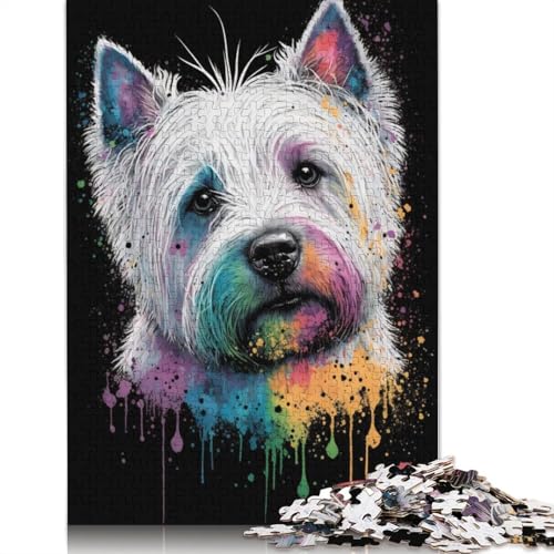 1000-teiliges Puzzle, farbiges Shih Tzu-Puzzle für Erwachsene, Kartonpuzzle, dekomprimierendes geistiges Lernspielzeug, 38 x 26 cm von LiJianXXXB