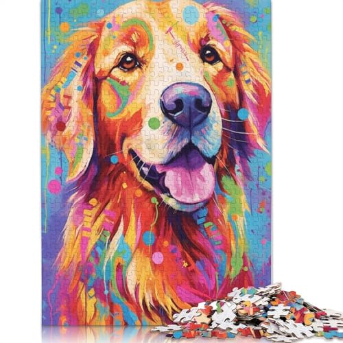 1000-teiliges Puzzle, lächelnder Golden Retriever-Hund, Zhongli-Puzzle für Erwachsene, Kartonpuzzle, Lernspiel, Herausforderungsspielzeug, 38 x 26 cm von LiJianXXXB