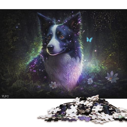 1000-teiliges Puzzle, magischer Border Collie, Puzzle für Erwachsene, Holzpuzzle, dekomprimierendes geistiges Lernspielzeug, 75 x 50 cm von LiJianXXXB