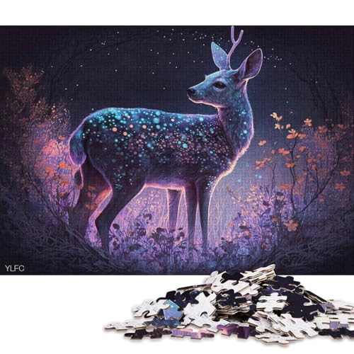 1000-teiliges Puzzle, magisches Tier-Hirsch-Puzzle für Erwachsene, Kartonpuzzle, Lernspiel, Herausforderungsspielzeug, 38 x 26 cm von LiJianXXXB