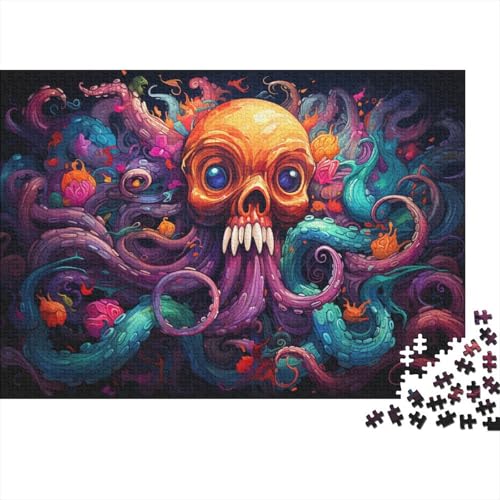 1000-teiliges Puzzle, psychedelisches, farbenfrohes Oktopus-Kunst-Puzzle für Erwachsene, Holzpuzzle, dekomprimierendes, intellektuelles Lernspielzeug, 50 x 75 cm von LiJianXXXB