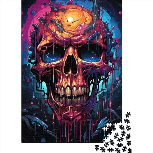 1000-teiliges Puzzle, psychedelisches Totenkopf-Puzzle für Erwachsene, Holzpuzzle, Denksport-Puzzle für Erwachsene (Größe 75 x 50 cm) von LiJianXXXB