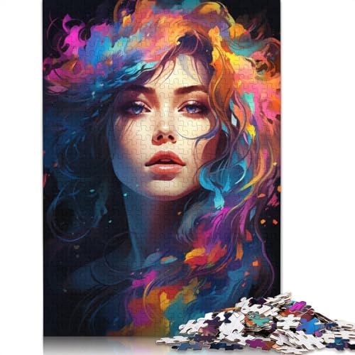 1000-teiliges Puzzle, schöne, farbenfrohe Mädchen-Puzzles für Karton, Lernspielzeug, Größe 38 x 26 cm von LiJianXXXB