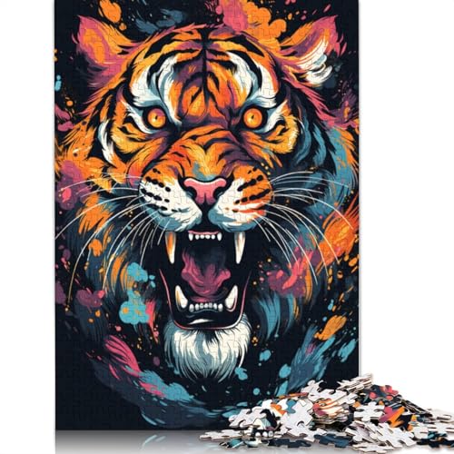 1000-teiliges Puzzle, wildes, farbenfrohes Tiger-Puzzle für Karton, Lernspielzeug, Größe 38 x 26 cm von LiJianXXXB