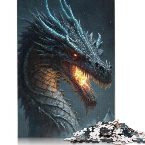 1000-teiliges Puzzle Art Ice Dragon Puzzle für Kinder, Kartonpuzzle, Lernspiel für Erwachsene und Kinder, 38 x 26 cm von LiJianXXXB