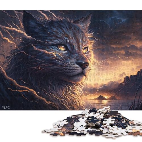 1000-teiliges Puzzle Art Lynx Puzzles für Erwachsene, Kartonpuzzle, dekomprimierendes geistiges Lernspielzeug, 38 x 26 cm von LiJianXXXB