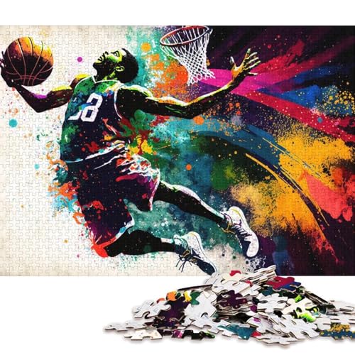 1000-teiliges Puzzle Basketballspieler, Puzzle für Kartonpuzzle, Denksportaufgaben für Erwachsene (Größe 38 * 26 cm) von LiJianXXXB