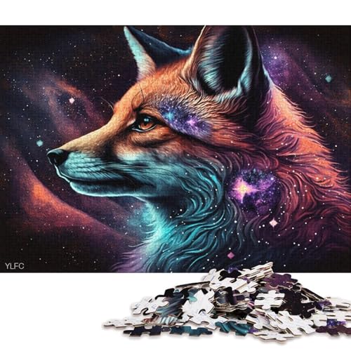 1000-teiliges Puzzle Cosmic Galaxy Fox, Puzzle für Erwachsene, Holzpuzzle, tolles Geschenk für Erwachsene (Größe 75 * 50 cm) von LiJianXXXB