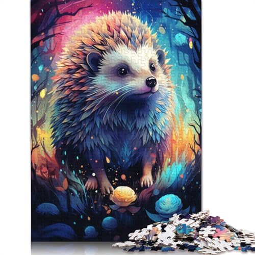 1000-teiliges Puzzle Die farbenfrohe Psychedelie der Sternennacht, Igel-Puzzle für Erwachsene, Holzpuzzle, Puzzles für Erwachsene, Lernspiel, Herausforderungsspielzeug, Größe 75 x 50 cm von LiJianXXXB